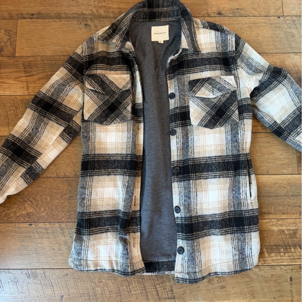 Thread & Supply Black and Cream Plaid jacket, size S